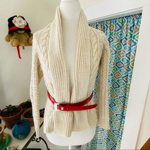Ralph Lauren Cable-knit Open Front wool blend cardigan (size M)